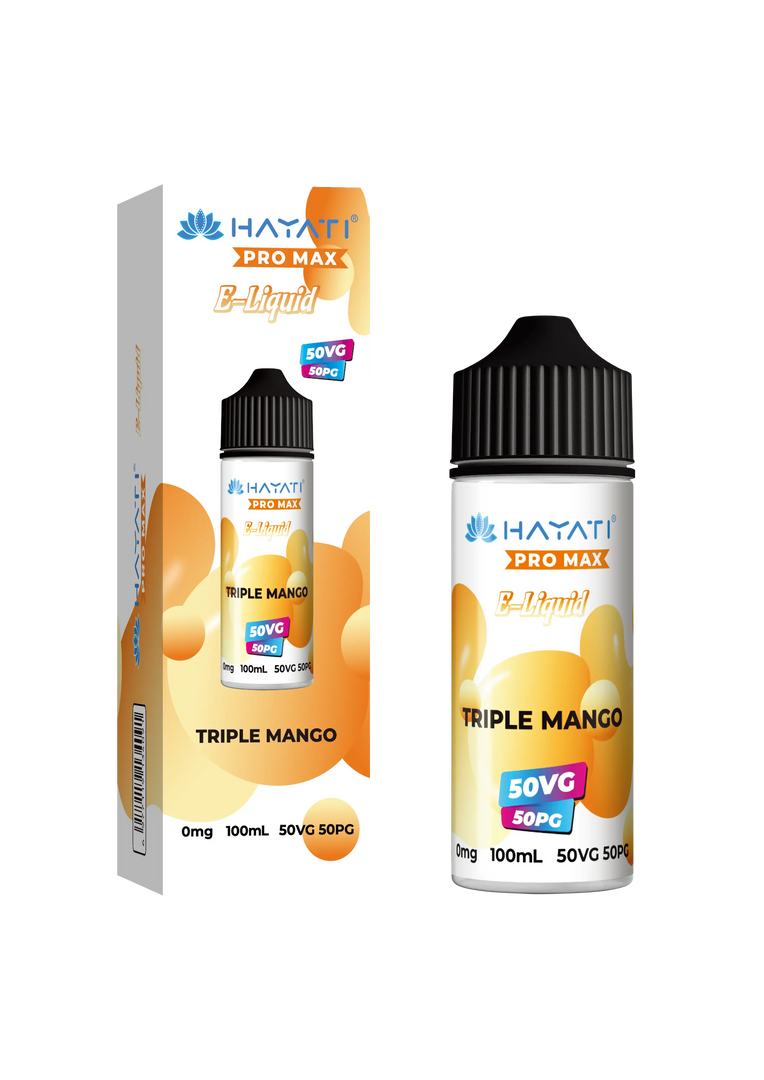 Triple Mango Hayati Pro Max E-Liquid 100ml – no nicotine vape juice with rich flavor and smooth 50/50 VG PG blend