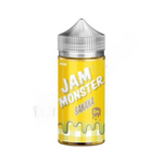 Load image into Gallery viewer, 100ml shortfill bottle of Jam Monster E-Liquid in Banana flavor, crafted with a 75VG/25PG blend for bold flavor and thick clouds, TPD-compliant and nicotine-free with space for nic shots.