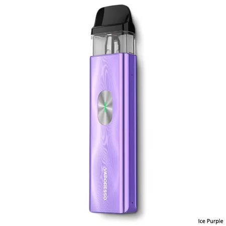 Vaporesso XROS 4 Mini Pods Kit in Ice Purple – compact and stylish vape device with a draw-activated design, and consistent flavor delivery using COREX heating technology.