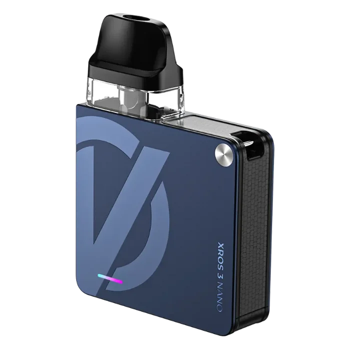 Vaporesso XROS 3 Nano Pod Kit in Navy Blue – compact pod vape kit with built-in battery and refillable pods.