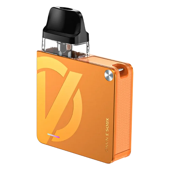 Vaporesso XROS 3 Nano Pod Kit in Vital Orange – compact pod vape kit with built-in battery and refillable pods.