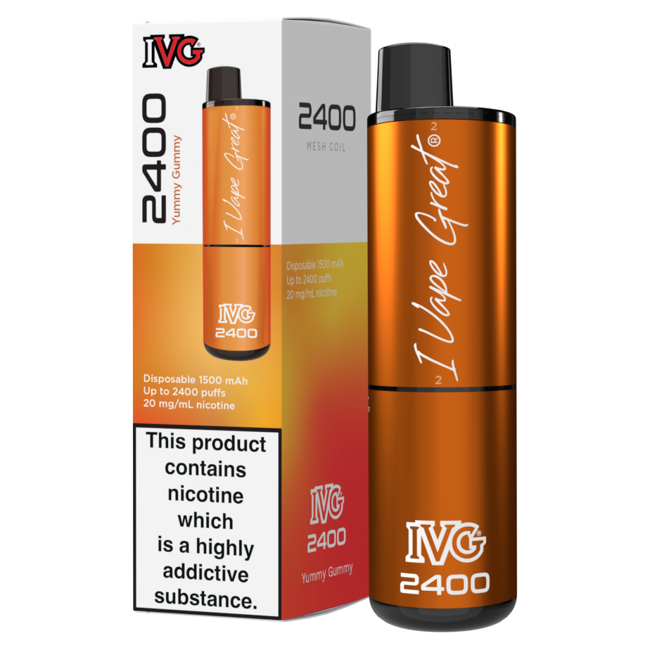 IVG 2400 Disposable Vape Kit in Yummy Gummy – multi-flavor disposable vape offering up to 2400 puffs with a bold and smooth nicotine delivery.