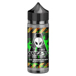 Load image into Gallery viewer, 100ml shortfill bottle of Area 51 E-Liquid in Lil' Green Man flavor, nicotine-free with space to add nic shots, crafted for sub-ohm vaping with rich flavor and dense clouds.