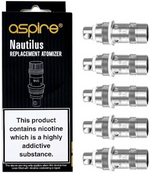 Load image into Gallery viewer, Pack of five genuine Aspire Nautilus/Nautilus Mini bottom vertical coils (BVC) for smooth flavor and vapor production.