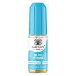 Load image into Gallery viewer, A product image featuring a box and a bottle of Bar Juice 5000 e-liquid, with the specific flavor 'Blue Bubba' highlighted on the bottle. The box displays nicotine strength and flavor information.