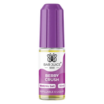 Load image into Gallery viewer, A product image showing a box and a bottle of Bar Juice 5000 Berry Crush Nic Salt Vape juice. The box is white and purple, and the bottle is purple with a label showing the flavor and nicotine strength.