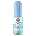 Load image into Gallery viewer, Bar Juice 5000 e-liquid bottle next to its packaging box, with the product label indicating Blueberry Sour Raspberry flavor and nicotine content.