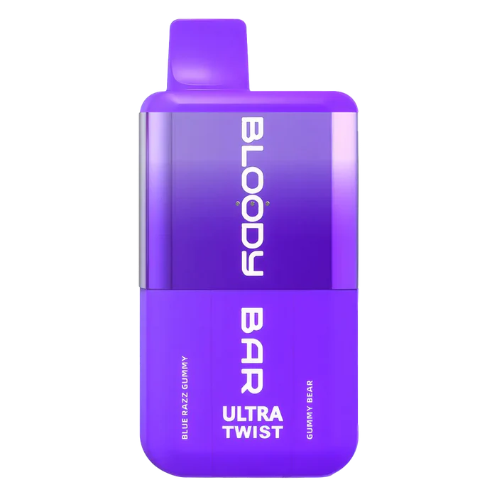 Bloody Bar Ultra Twist 20K Prefilled Pod Kit in Blue Razz Gummy/ Gummy Bear – dual-flavor vape device with up to 20,000 puffs.
