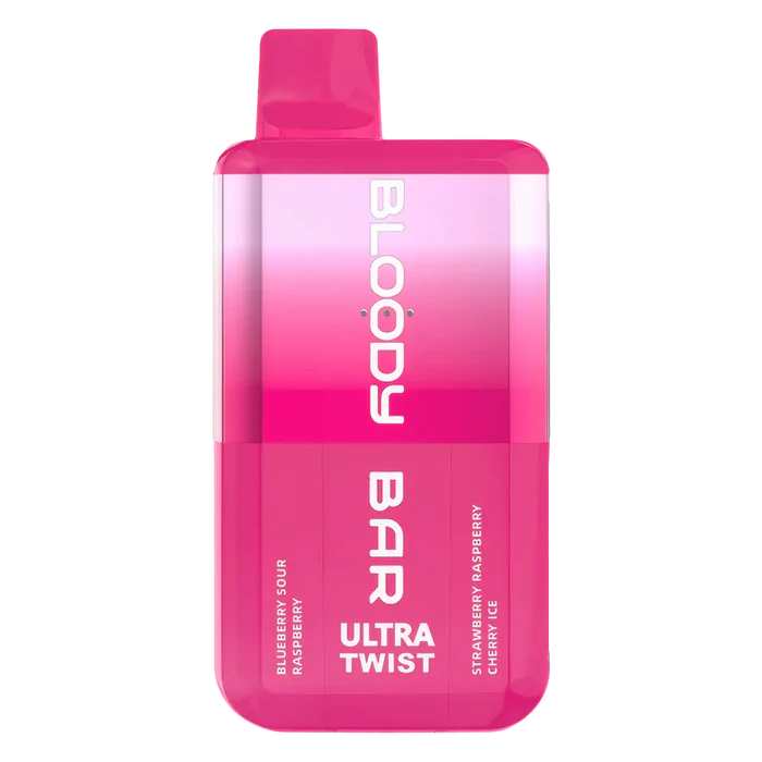 Bloody Bar Ultra Twist 20K Prefilled Pod Kit in Blueberry Sour Raspberry/ Strawberry Raspberry Cherry Ice – dual-flavor vape device with up to 20,000 puffs.