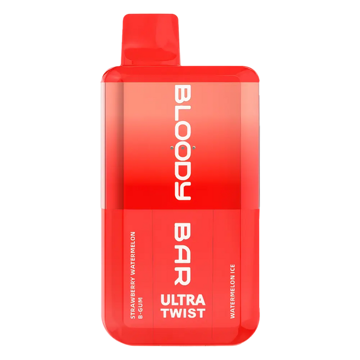 Bloody Bar Ultra Twist 20K Prefilled Pod Kit in Strawberry Watermelon B-Gum/ Watermelon Ice – dual-flavor vape device with up to 20,000 puffs.