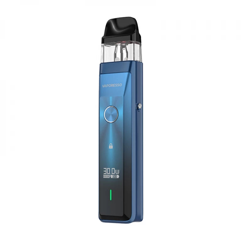 Vaporesso XROS Pro Pod Kit in Blue, paired with XROS replacement pods, offering a sleek design with adjustable airflow and long‑lasting battery life, delivering smooth vapor and enhanced flavor for a premium vaping experience.