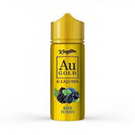 Load image into Gallery viewer, 100ml shortfill bottle of Kingston AU Gold E-Liquid in Blue Fusion flavor, crafted with a premium high-VG formula, nicotine-free with space for nic shots.