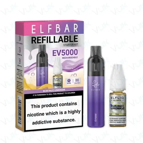 ELF Bar EV5000 Disposable Vape Kit in Blue Razz Lemonade flavor – compact disposable vape with up to 5,000 puffs