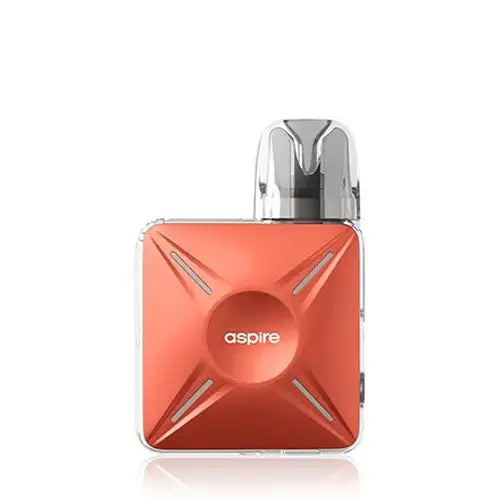 Aspire Cyber X Vape Pod Kit in Coral Orange – futuristic and compact pod system with a side-fire button, adjustable airflow, and mesh coil technology for smooth, flavorful vaping.