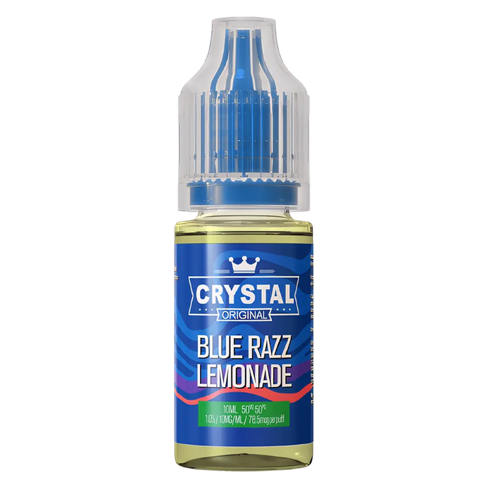 SKE Crystal Nic Salt 10ml E-Liquid in Blue Razz Lemonade flavor, available in 10mg or 20mg strength with a 50/50 VG/PG ratio.