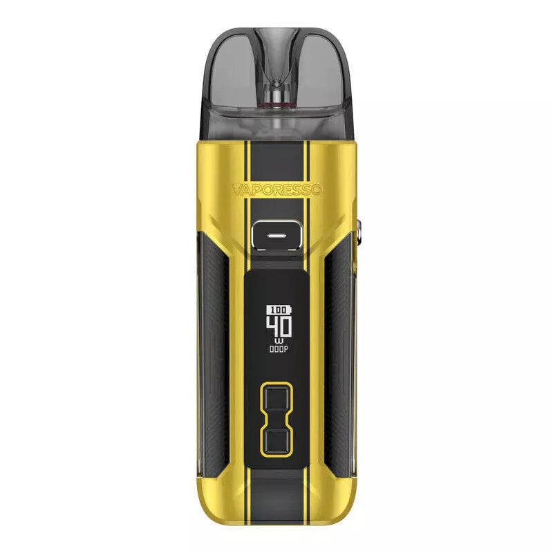 Vaporesso LUXE X Pro Pod Kit in Dazzling Yellow – advanced vape device with a customizable power settings, and COREX heating tech for smooth, flavorful performance.
