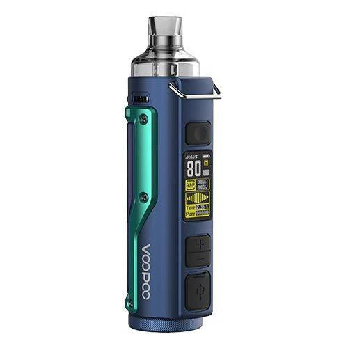 Voopoo Argus Pro Vape Pod Kit in Deep Sea and Cyan – rugged and stylish vape device with a high-performance GENE.TT chip, and adjustable wattage control.