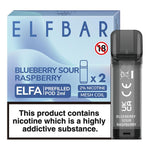 Load image into Gallery viewer, Elf Bar Elfa prefilled pod in Blueberry Sour Raspberry flavor, combining sweet blueberries with tangy sour raspberries for a bold and fruity vape, designed for use with the Elf Bar Elfa device for a refreshing vaping experience.