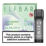 Load image into Gallery viewer, Elf Bar Elfa prefilled pod in Cranberry Grape flavor, combining tart cranberries with sweet, juicy grapes for a bold and fruity vape, designed for use with the Elf Bar Elfa device for a smooth and refreshing vaping experience
