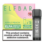 Load image into Gallery viewer, Elf Bar Elfa prefilled pod in Apple Peach flavor, blending crisp apples with juicy peaches for a sweet and refreshing vape, designed for use with the Elf Bar Elfa device and available in a 2ml twin pack for long‑lasting enjoyment.