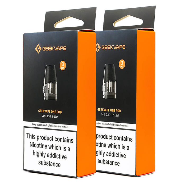 GeekVape One Pods – 2ml top-fill, leak-resistant, 3-pack with magnetic fit, delivers smooth vapor & rich flavor.