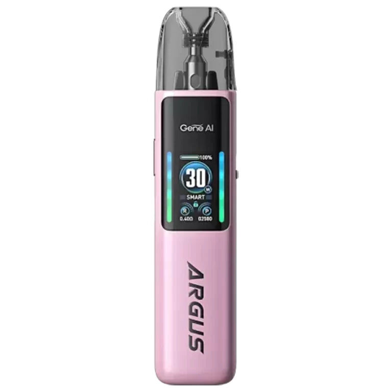 Voopoo Argus G2 Pod Kit in Glow Pink – premium pod system with a vibrant dynamic display, adjustable airflow, and intelligent wattage control for a customizable vape experience