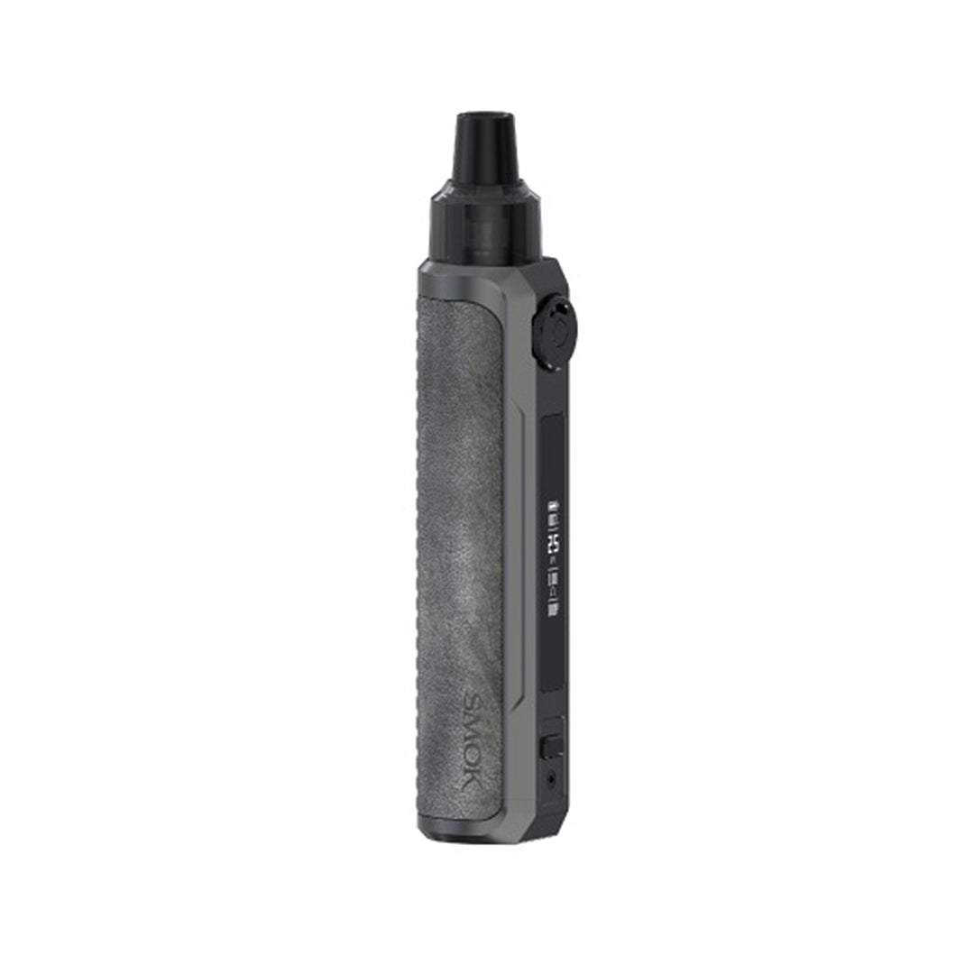 SMOK RPM 25W Vape Kit in Grey Leather – elegant and compact vape device with a leather-textured grip, adjustable wattage up to 25W, and smooth MTL performance.
