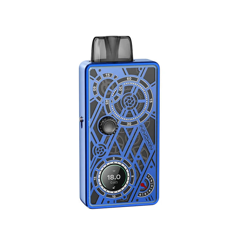 Innokin Klypse Mecha Pod Kit in Sapphire Blue – sleek pod system with 1400mAh battery, 2ml refillable pod, and adjustable airflow for MTL and RDL vaping.