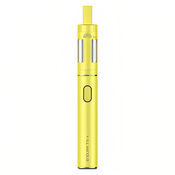 Innokin Endura T18X Vape Kit in Yellow – user-friendly vape device with a sleek design, built-in battery, and smooth mouth-to-lung vaping experience.