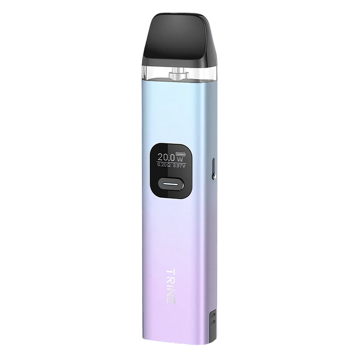 Innokin Trine Pod Vape Kit in Purple Blue – innovative and eco-conscious vape device with a vibrant gradient finish, swappable battery system, and smooth draw performance.