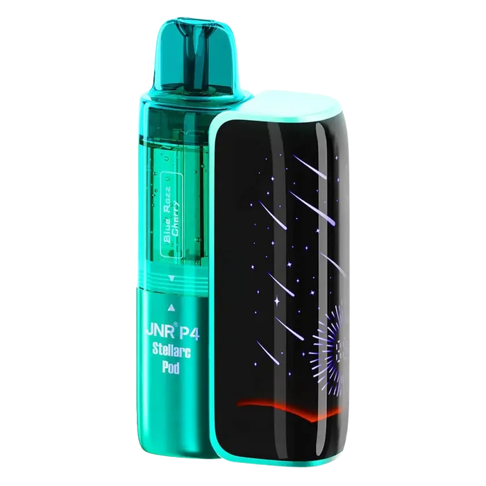 JNR P4 Stellarc 100K Prefilled Pod Kit in Blue Razz Cherry / Blueberry Raspberry Cherry – high-capacity pod vape kit with up to 100,000 puffs and rechargeable design.