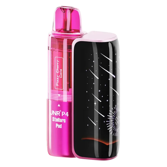 JNR P4 Stellarc 100K Prefilled Pod Kit in Fizzy Cherry Cola / Lemon Lime – high-capacity pod vape kit with up to 100,000 puffs and rechargeable design.