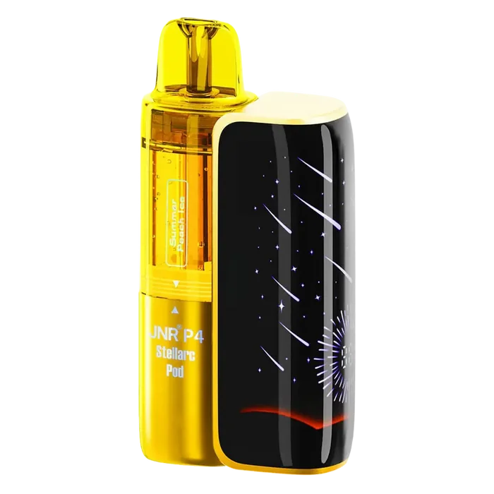 JNR P4 Stellarc 100K Prefilled Pod Kit in Summer Peach Ice / Green Apple Peach – high-capacity pod vape kit with up to 100,000 puffs and rechargeable design.