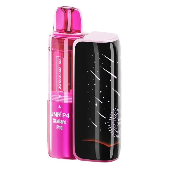 JNR P4 Stellarc 100K Prefilled Pod Kit in Watermelon Ice – high-capacity pod vape kit with up to 100,000 puffs and rechargeable design.