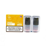 Pack of 2 Elf Bar Mate P1 prefilled pods in Mango flavor, offering a sweet and tropical ripe mango taste, designed for use with the Elf Bar Mate device for a smooth and refreshing vaping experience