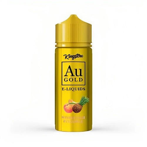 100ml shortfill bottle of Kingston AU Gold E-Liquid in Miami Beach flavor, crafted with a premium high-VG formula, nicotine-free with space for nic shots.