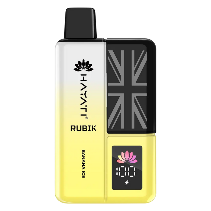 Hayati Rubik 7000 Prefilled Pod Kit in Banana Ice flavor – stylish vape device with up to 7,000 puffs.