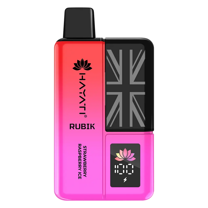 Hayati Rubik 7000 Prefilled Pod Kit in Strawberry Raspberry Ice flavor – stylish vape device with up to 7,000 puffs.