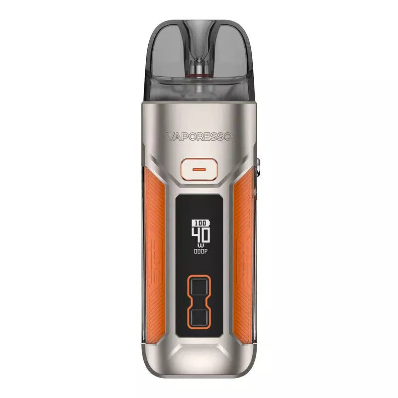 Vaporesso LUXE X Pro Pod Kit in Ultra Orange – advanced vape device with a customizable power settings, and COREX heating tech for smooth, flavorful performance.