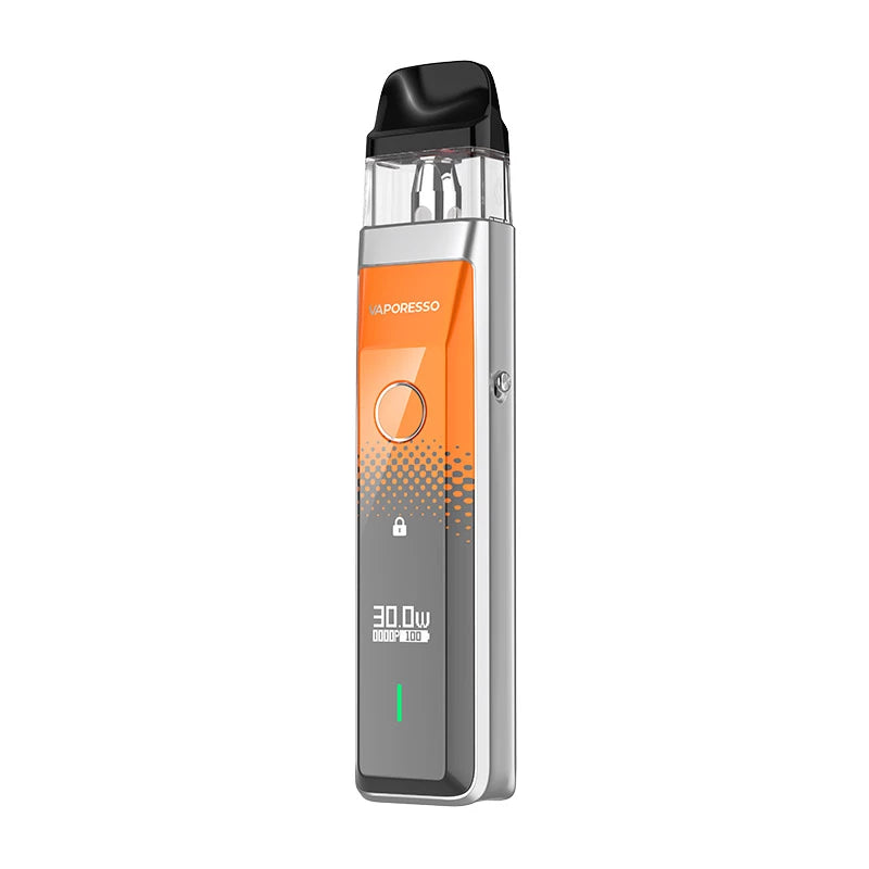 Vaporesso XROS Pro Pod Kit in Orange, paired with XROS replacement pods, offering a sleek design with adjustable airflow and long‑lasting battery life, delivering smooth vapor and enhanced flavor for a premium vaping experience.