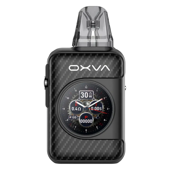 OXVA Xlim SQ Pro 2 Pod Kit in Black Carbon – compact and high-performance vape device with a textured carbon finish, smart display, and adjustable power settings