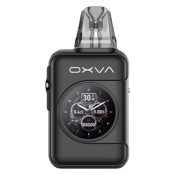 OXVA Xlim SQ Pro 2 Pod Kit in Black Leather – compact and high-performance vape device with a textured carbon finish, smart display, and adjustable power settings