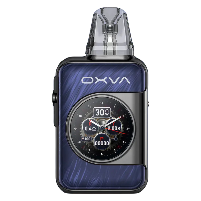 OXVA Xlim SQ Pro 2 Pod Kit in Blue Shadow – compact and high-performance vape device with a textured carbon finish, smart display, and adjustable power settings