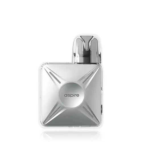 Aspire Cyber X Vape Pod Kit in Pearl Silver – futuristic and compact pod system with a side-fire button, adjustable airflow, and mesh coil technology for smooth, flavorful vaping.