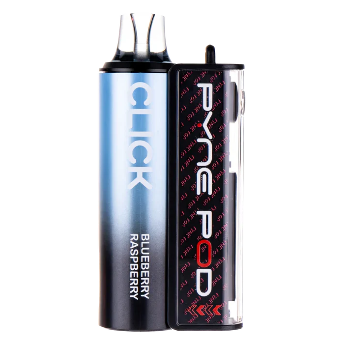 Pyne Pod Click 50K Prefilled Pod Kit in Blueberry Raspberry Edition – high-capacity vape device with up to 50,000 puffs and a sweet-tart blend of blueberry and raspberry flavor.