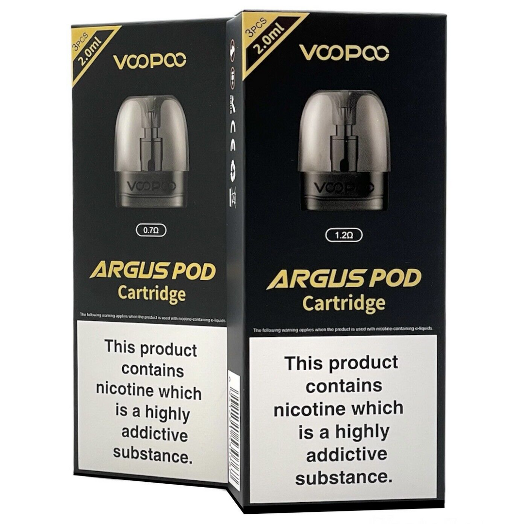 Voopoo Argus replacement pods, designed with a 2ml capacity for reliable performance and smooth vapor, fully compatible with Voopoo Argus series devices for a convenient and consistent vaping experience.