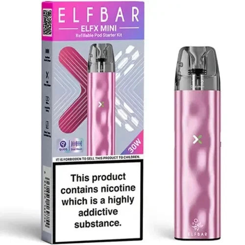 Elf Bar ELFX Mini Pod Kit in Pink – ultra-compact vape device with a sleek design, smooth draw activation, and convenient portability.