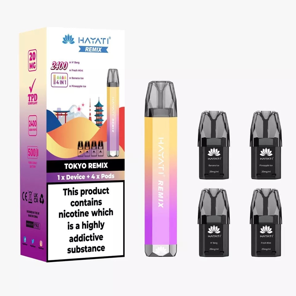 Tokyo Remix Hayati Remix 2400 Disposable Vape Kit: 4 Pods in 1 – Eco Smok  Vape Store