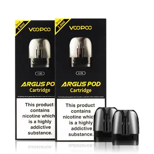 Voopoo Argus replacement pods, designed with a 2ml capacity for reliable performance and smooth vapor, fully compatible with Voopoo Argus series devices for a convenient and consistent vaping experience.