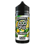 Load image into Gallery viewer, 100ml shortfill bottle of Seriously Pod E-Liquid by Doozy Vape in Lemon Mint flavor, nicotine-free with room for nic shots, crafted with a pod-friendly formula for rich flavor and consistent clouds.